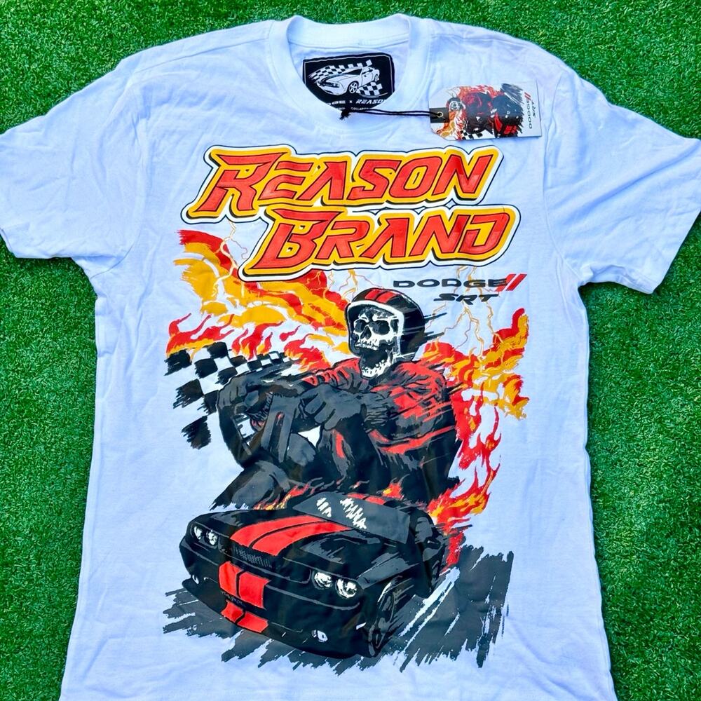 DODGE x REASON Collab T Shirt White Tee Limited Edition New With Tag